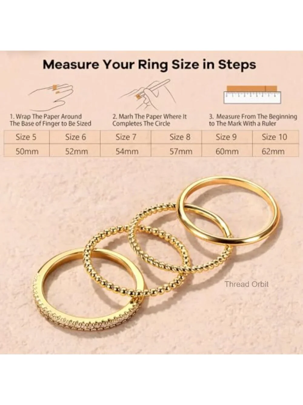 14K Gold Plated Stackable Ring Set Dainty Thin Rings Cubic Zirconia